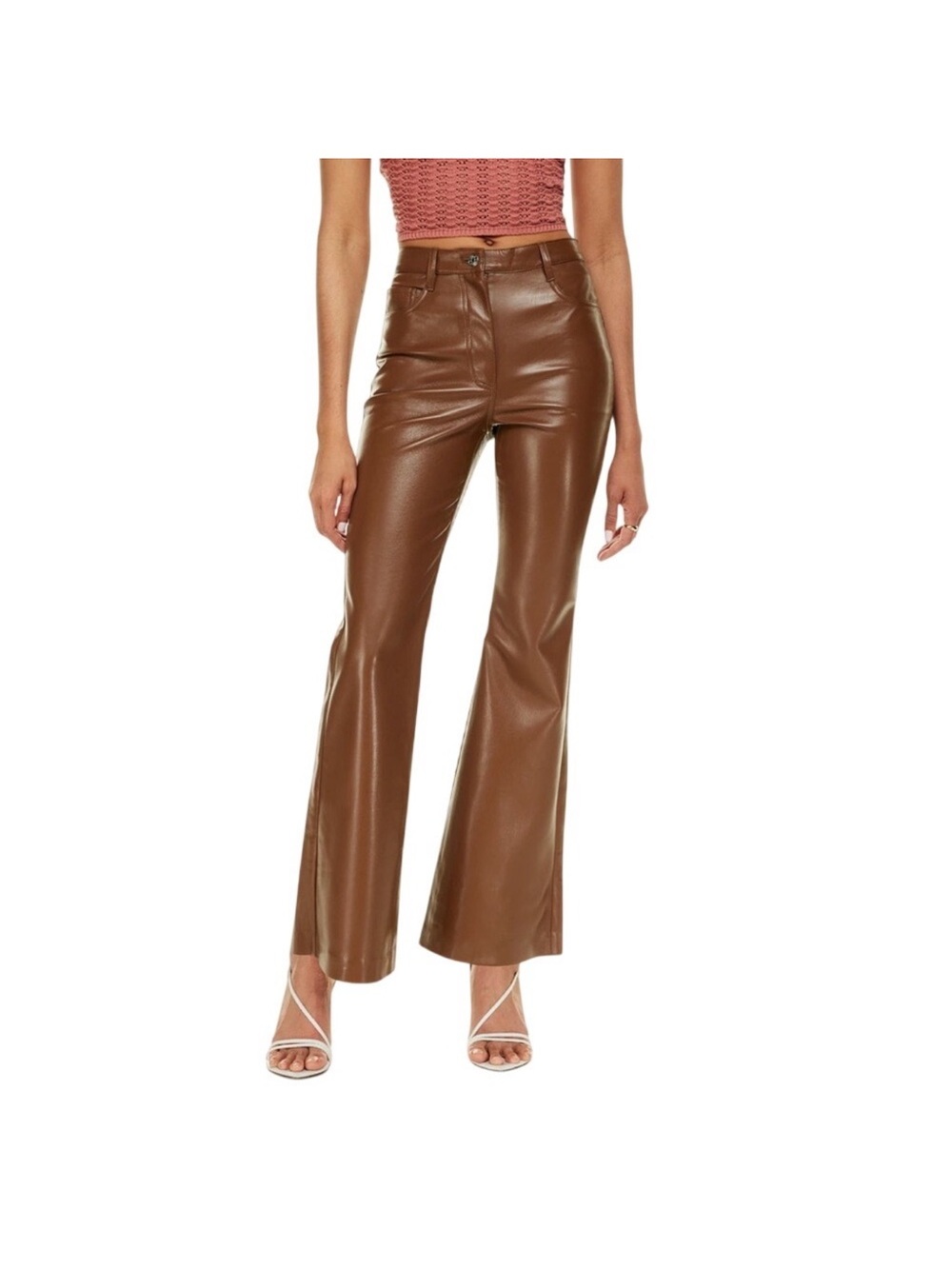 Wilfred Brown Faux-Leather Flare Wide-Leg Jeans Brand New Size 2 with tag